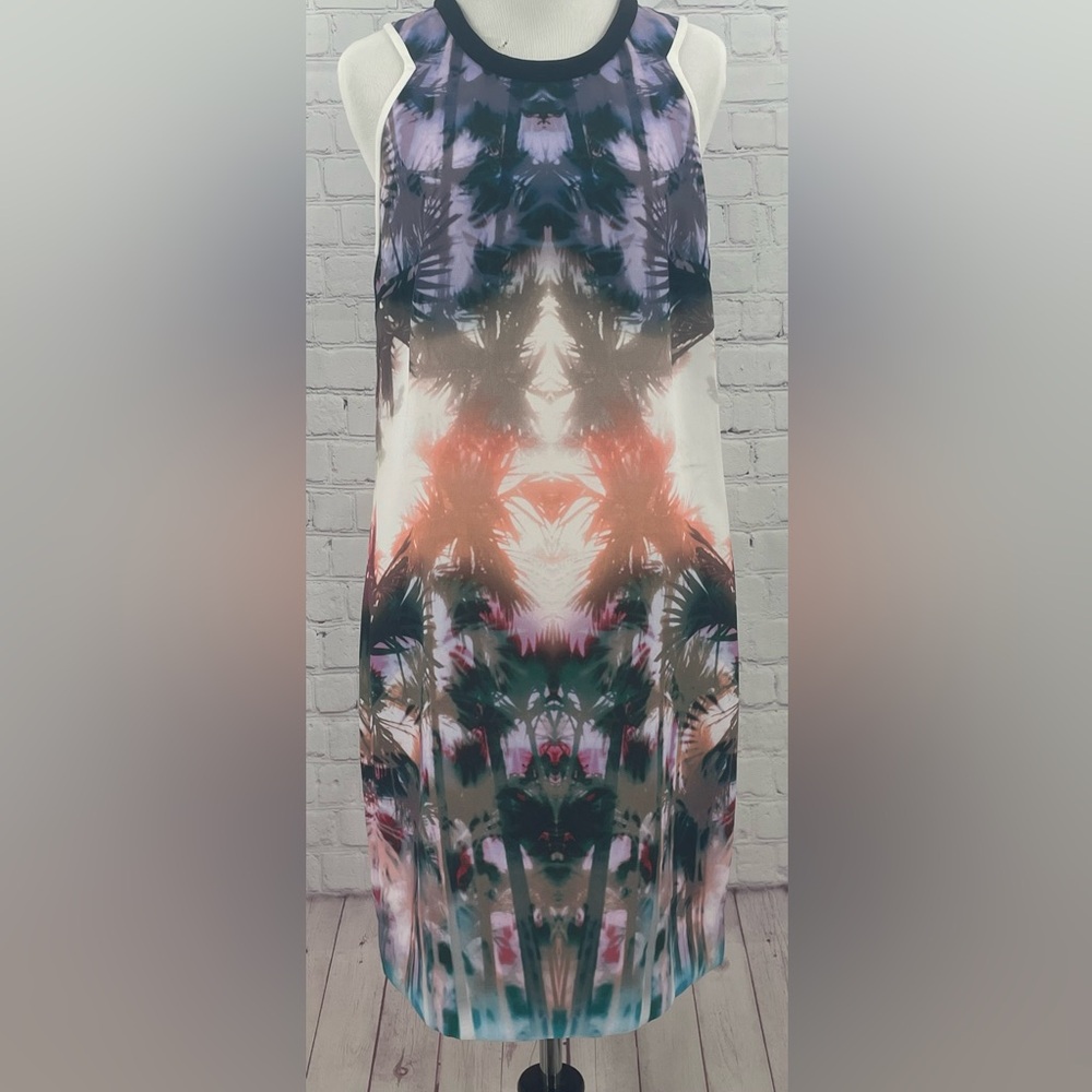 Sandro Size 3 or US 8 Palm Tree Multi-Colored Shift Dress Colorful Summer